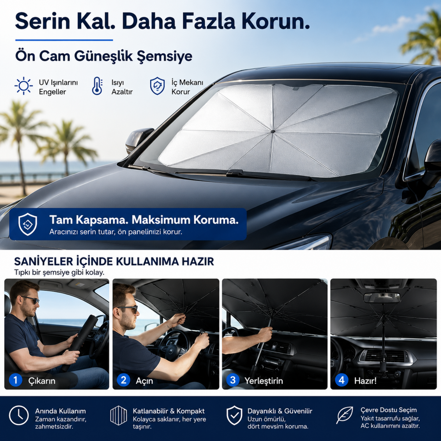 Araç İçi Güneşlik Şemsiyesi