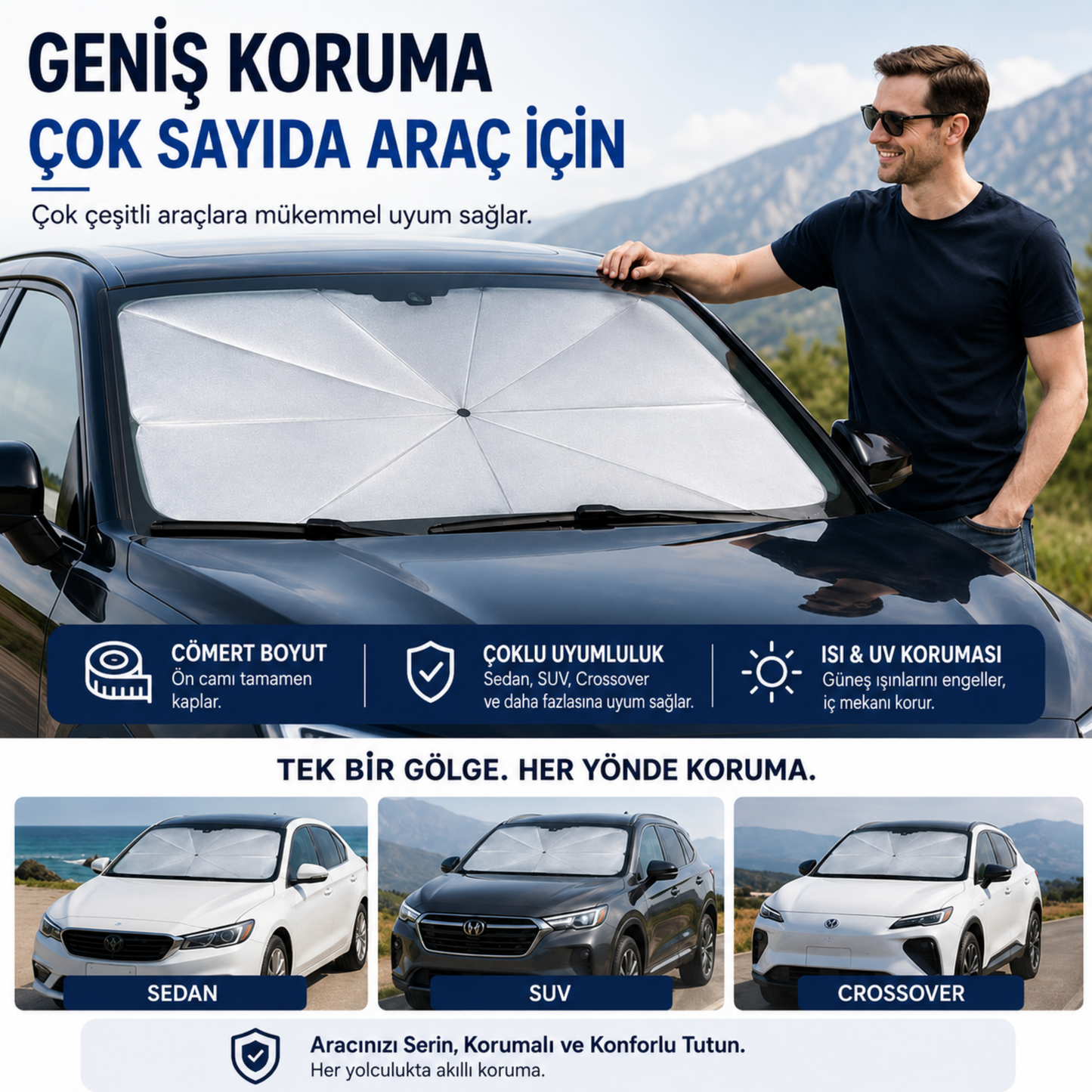 Araç İçi Güneşlik Şemsiyesi